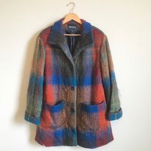 Bernardo | Plaid wool mohair statement coat